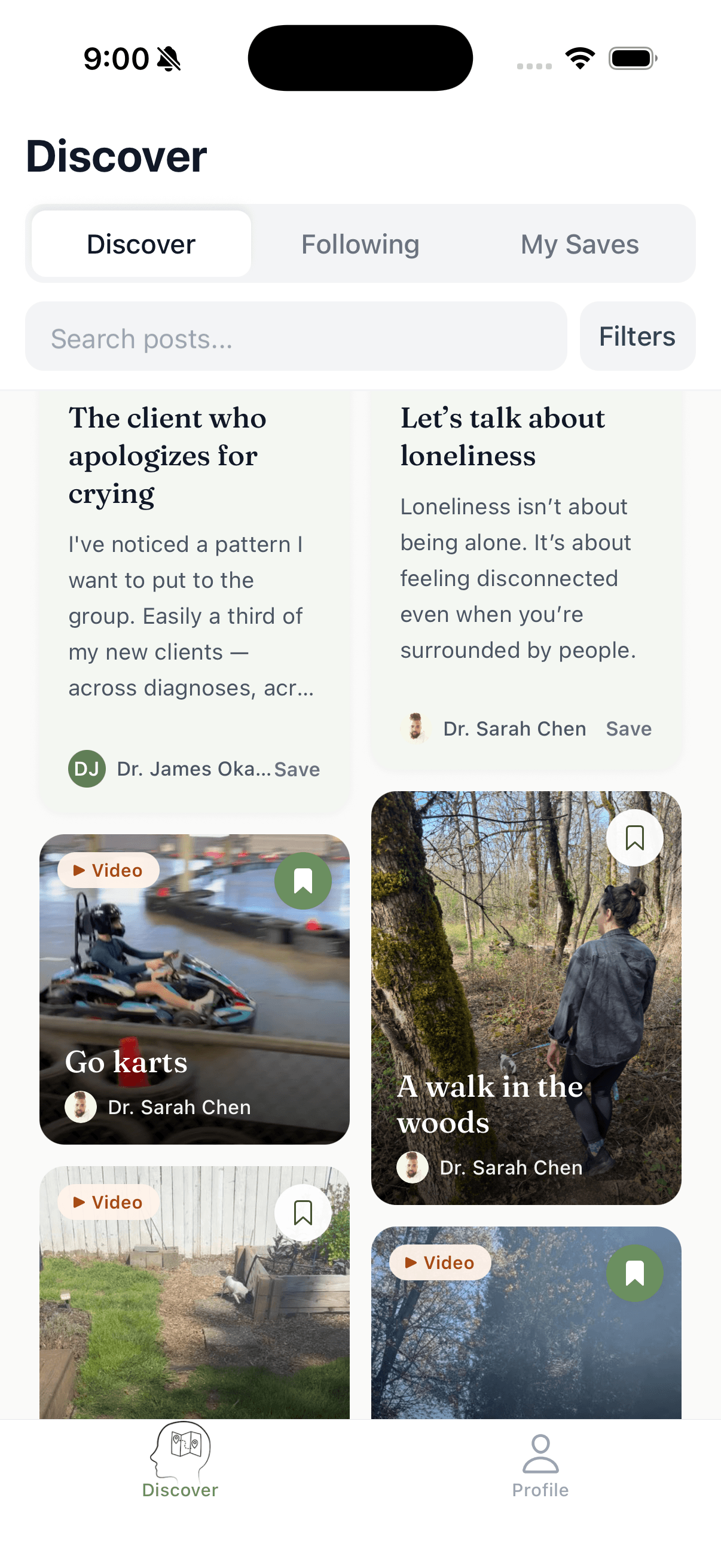Client discover feed