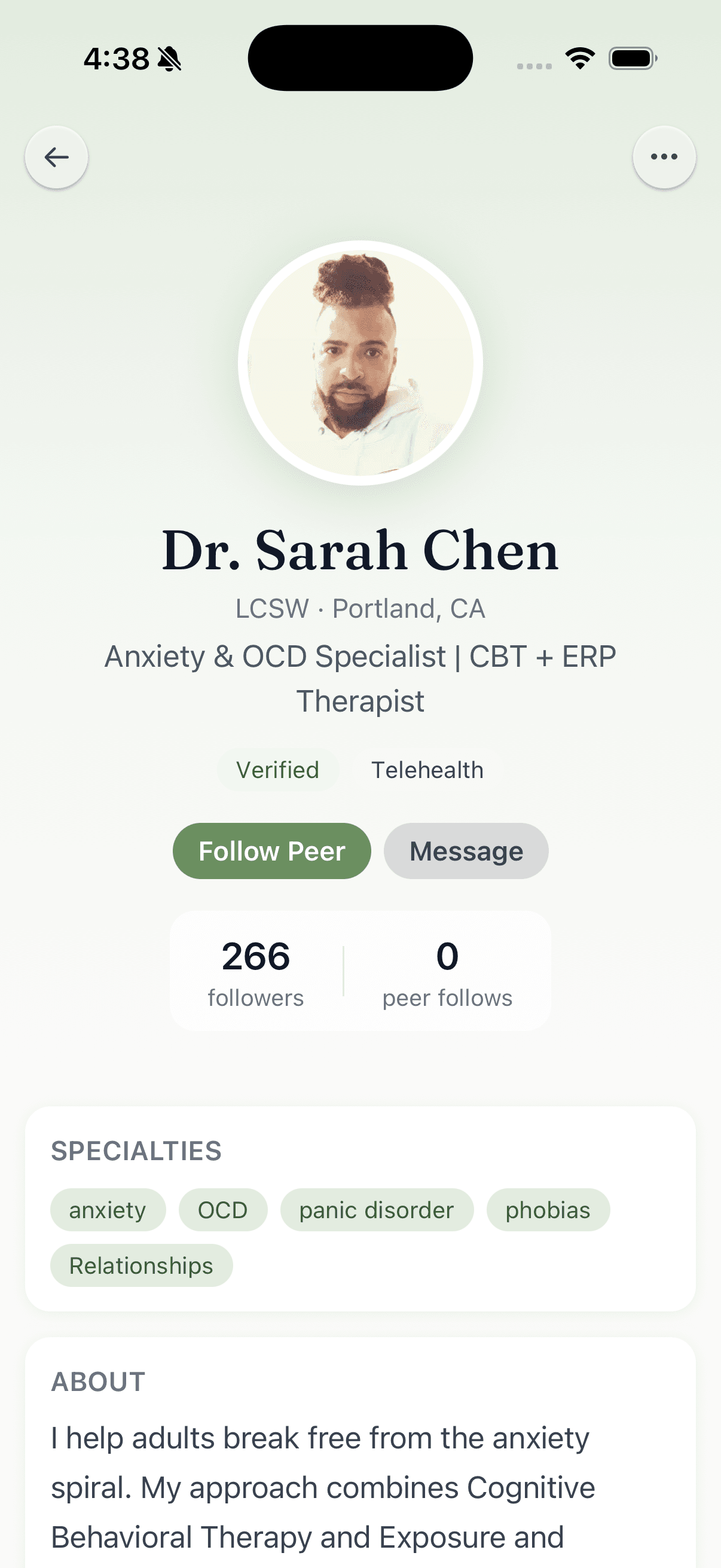 Therapist profile